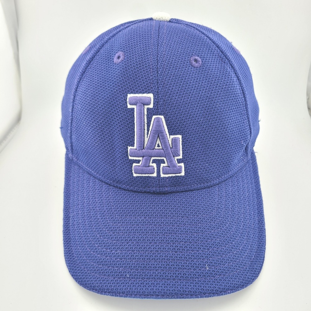 Los Angeles Dodgers New Era 39THIRTY Hat M/L MLB Flex Fit Baseball Blue Retro - Picture 1 of 7